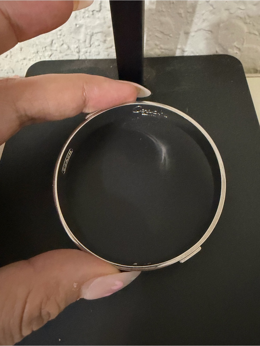 Coach Silver-Tone Logo Bangle Bracelet - Picture 2 of 5